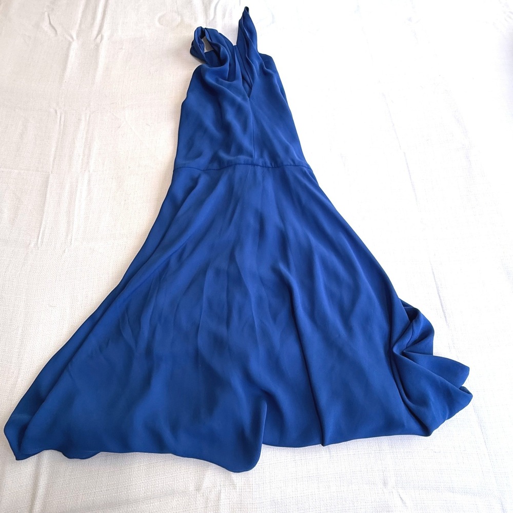 Express Blue Halter Neck Fit Flare Midi Dress Size 4‎